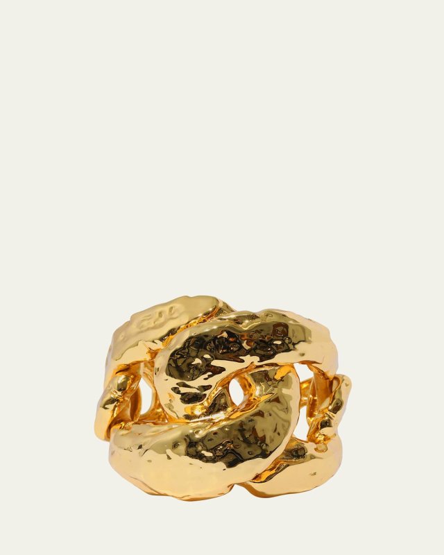 Brut Gold Large Curb Link Cuff Bracelet